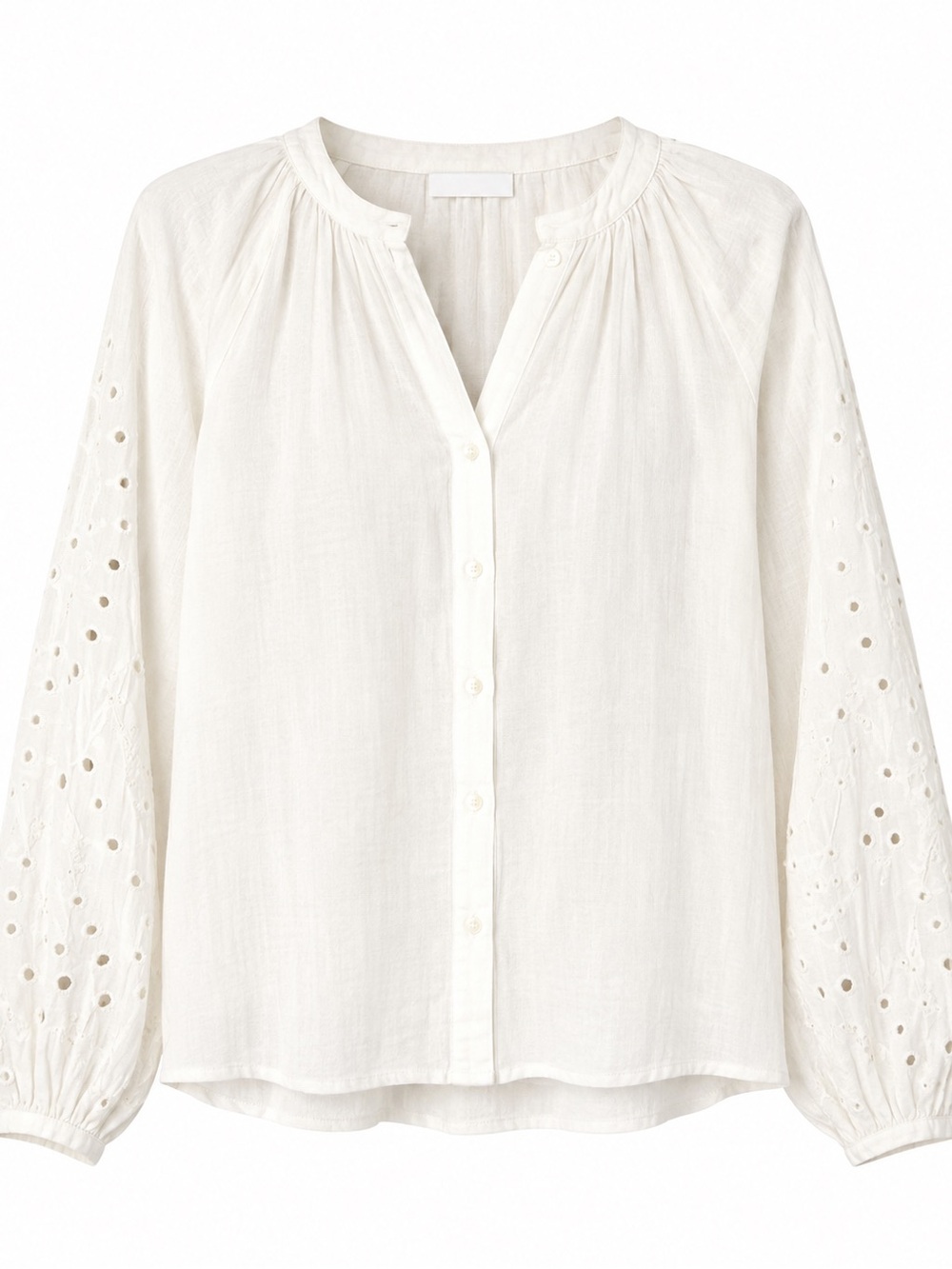 Old Navy White Eyelet-Sleeve Button Down Blouse